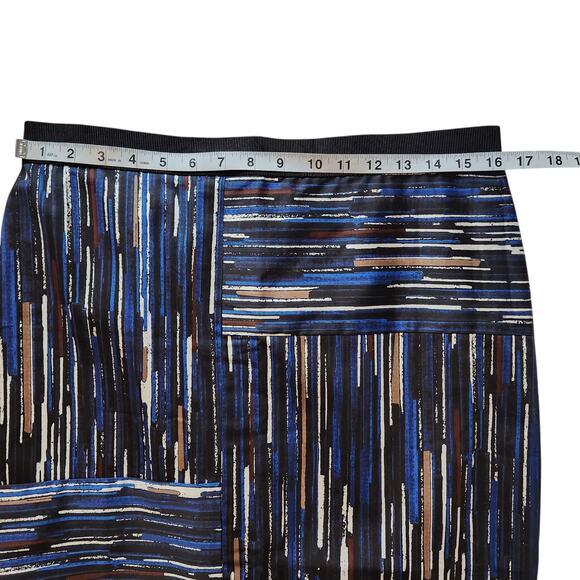 NWT Ann Taylor Skirt knee length paint brush abstract geometric blue black Sz 10 - Picture 6 of 13